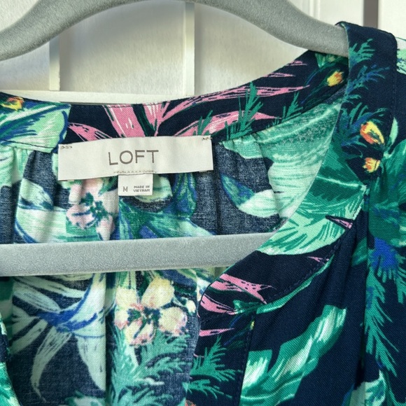 LOFT | Palm Tropical Print Tie Waist Sundress | Size M - Picture 2 of 4